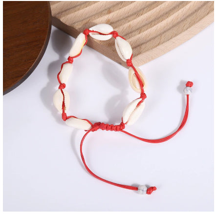 Natural Shell Wax Cord Bracelet | Boho Beach Jewelry – Unisex