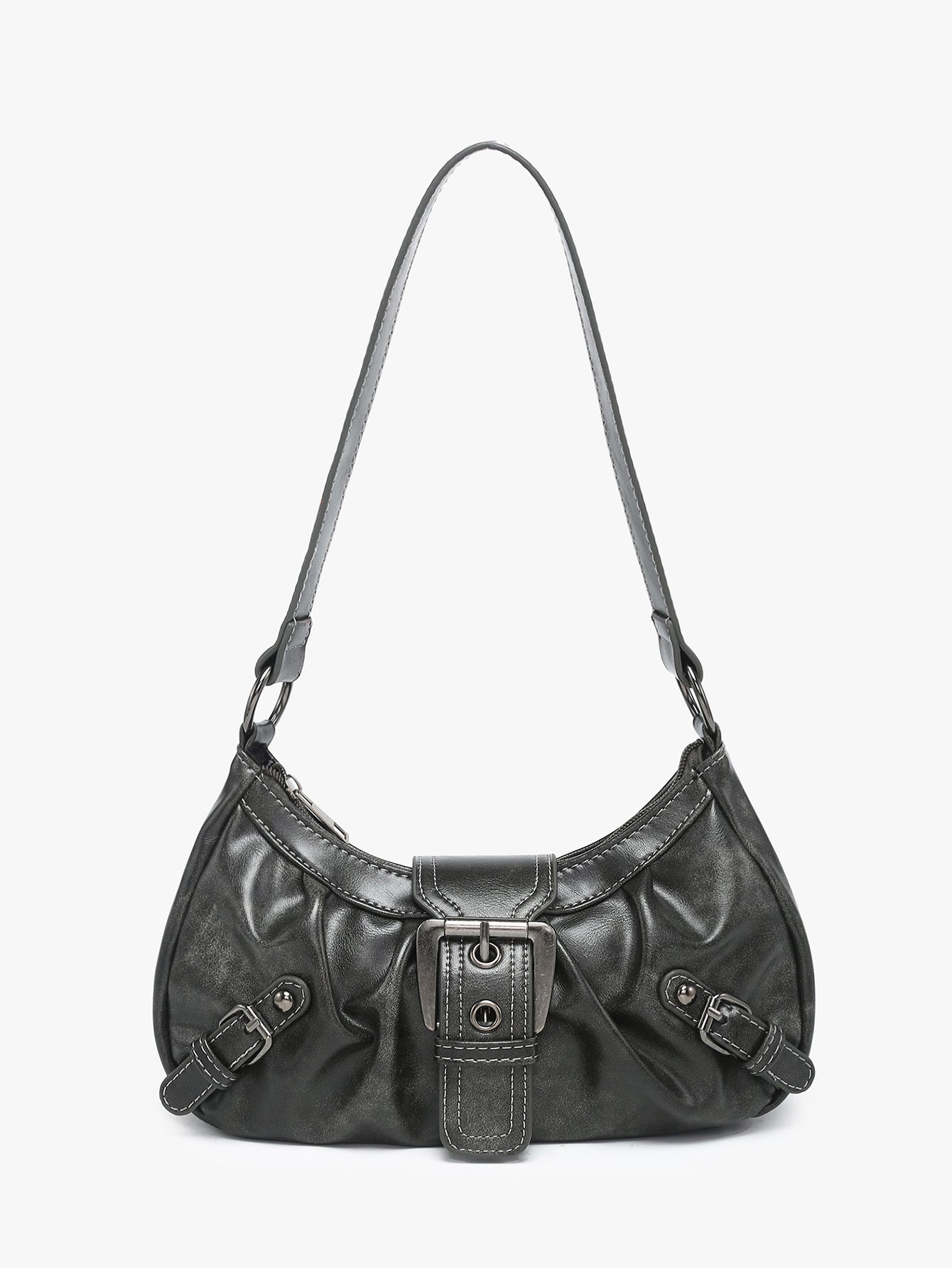 Women's Two-Tone PU Leather Shoulder Bag – Horizontal Square Handbag