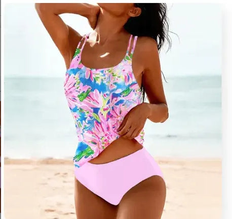 Vintage High Waist Two-Piece Swimsuit – Retro Print Conservative Bikini