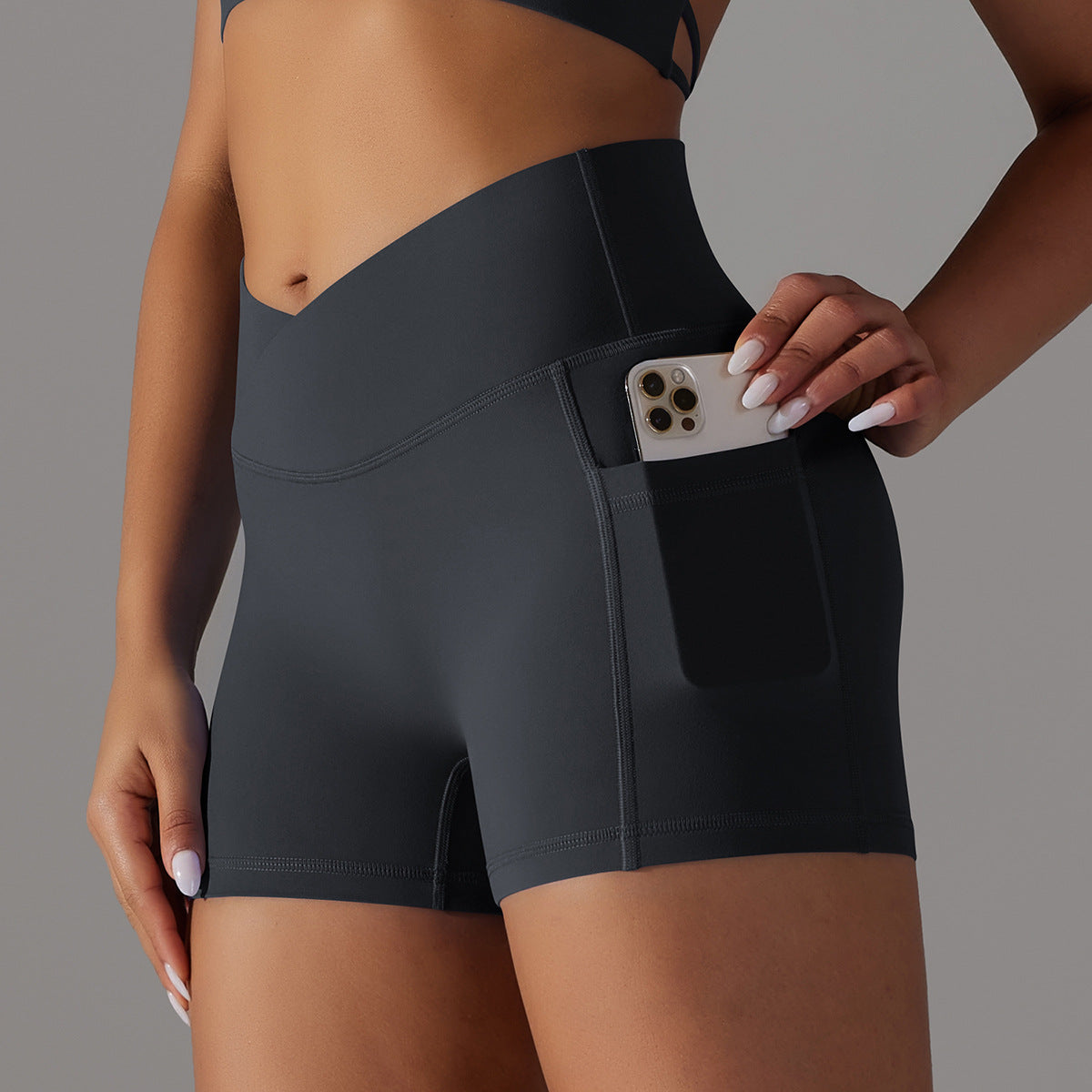 Yoga Shorts with Phone Pocket | Moisture-Wicking Women's Fitness Shorts