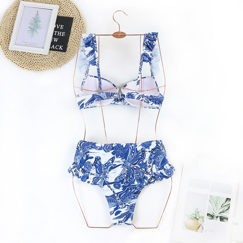 Push-up Bikini Heißer Frühling Urlaub Hohe Taille Bikini Split Badeanzug