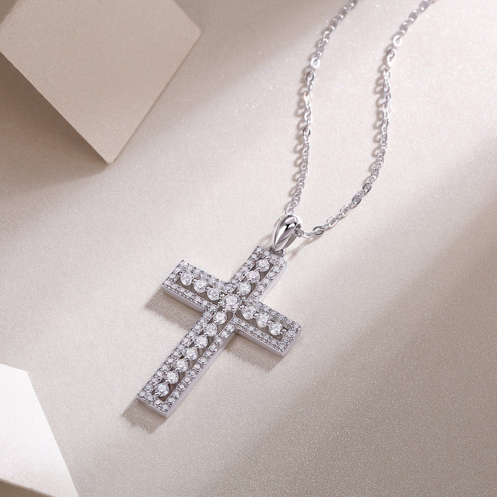 1Shelter Luxury Fashion Diamond Pendant Necklace Set With Mosan Diamond Silver Ornaments Prohibit TikTok sales