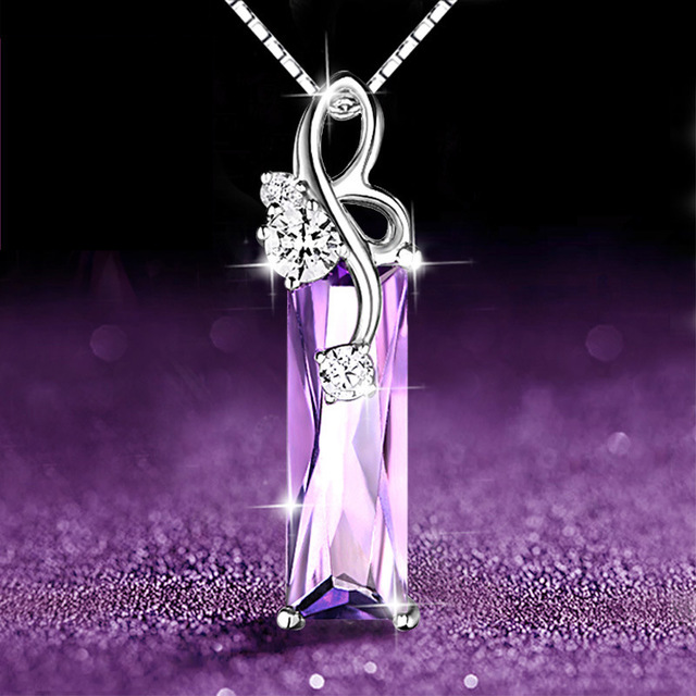 Halskette mit lila Amethyst-Anhänger | Kupfer-Kristall-Charm – Boho Schmuck für Damen
