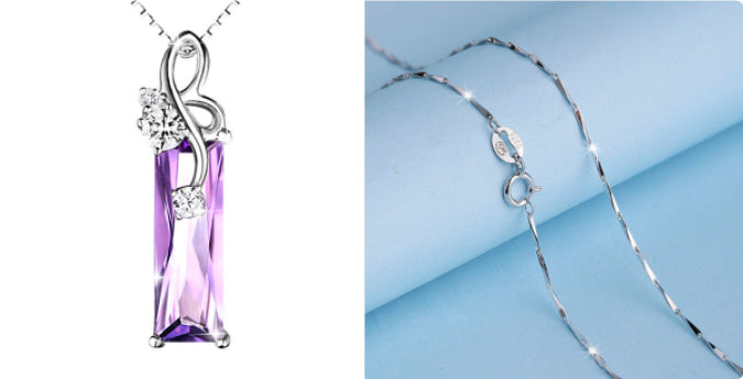 Purple Amethyst Pendant Necklace | Copper Crystal Charm – Women's Boho Jewelry