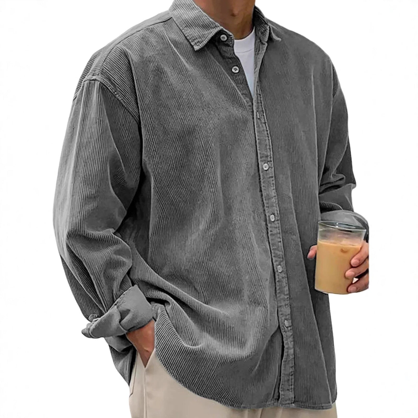 Casual Loose Men's Thick Shirt Jacket – 12 Colors S–5XL