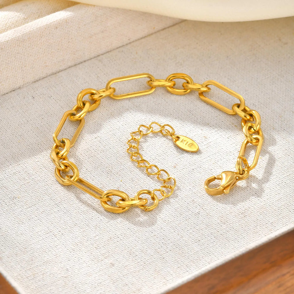 Edelstahl Quadratische Kettenarmbänder,Vergoldetes, Verstellbares Damenarmband,Geometrisches Schmuckgeschenk