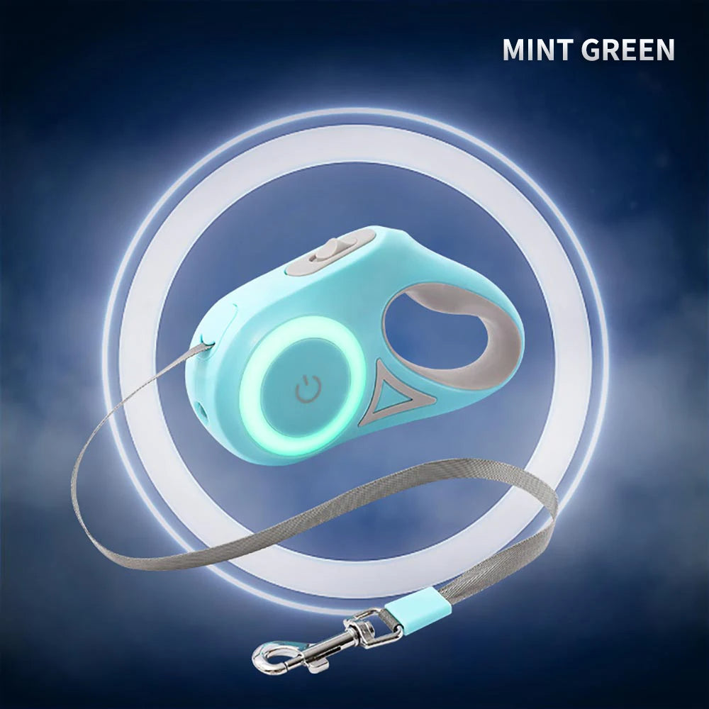 Retractable Dog & Cat Leash with LED Light – 3m & 5m