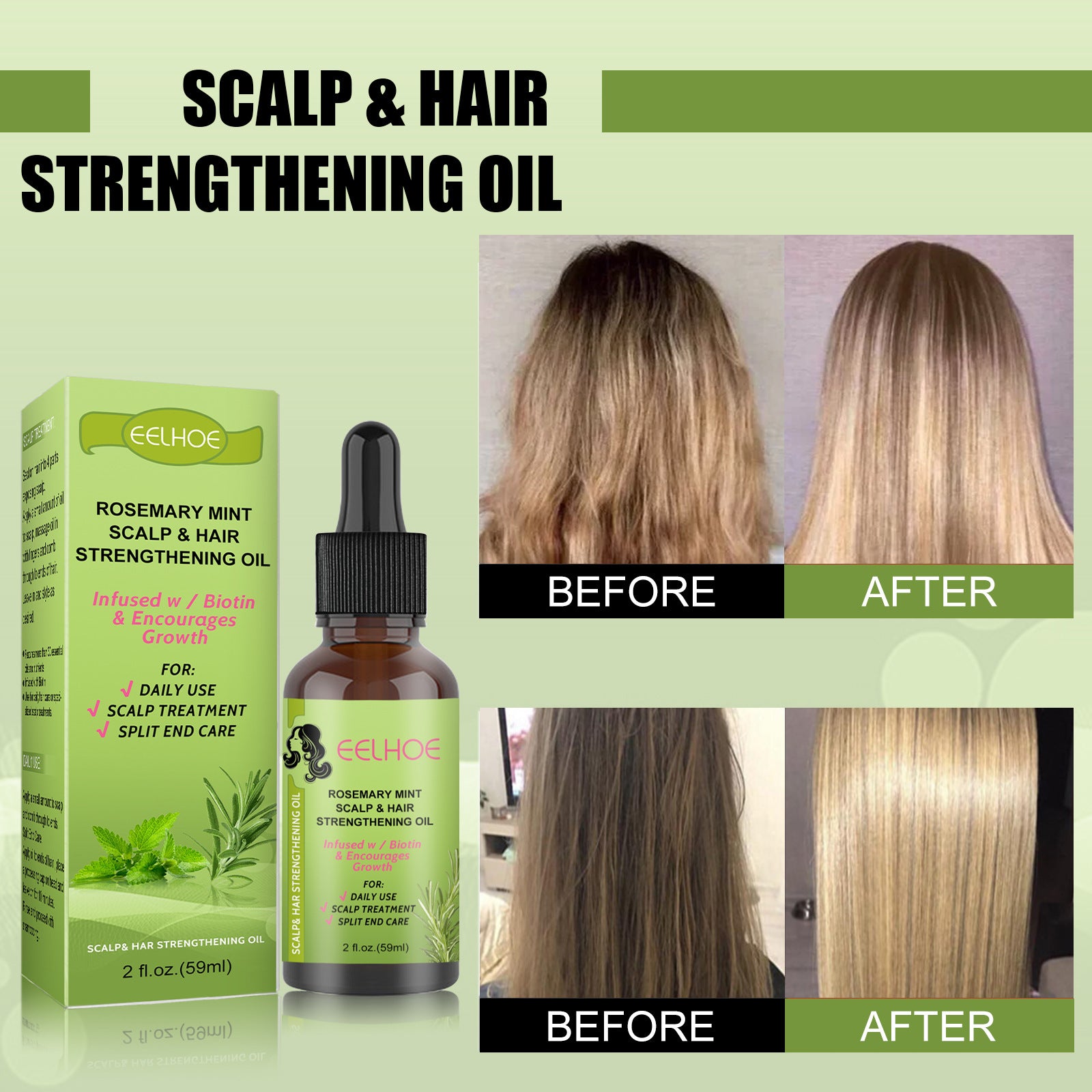 Rosemary Mint Hair Growth Oil – Natural Scalp Serum for Hair Loss & Regrowth | 59ml