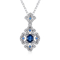 S925 Silber Retro-Muster Halskette Damen Vielseitiger Natur-Saphir-Anhänger