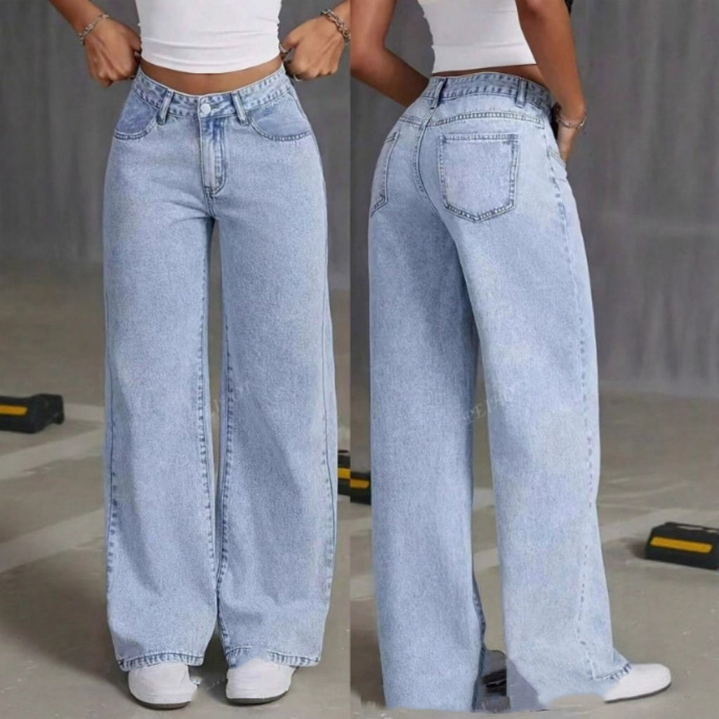 Damen High-Waist Jeans mit geradem Bein – Süßer & Frecher Style