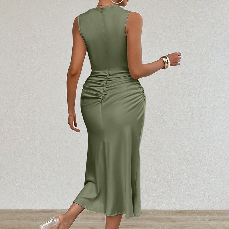 Robe Caraco Bodycon Froncée sans Manches pour Femme – Robe de Soirée Club Été | AdriaPulse
