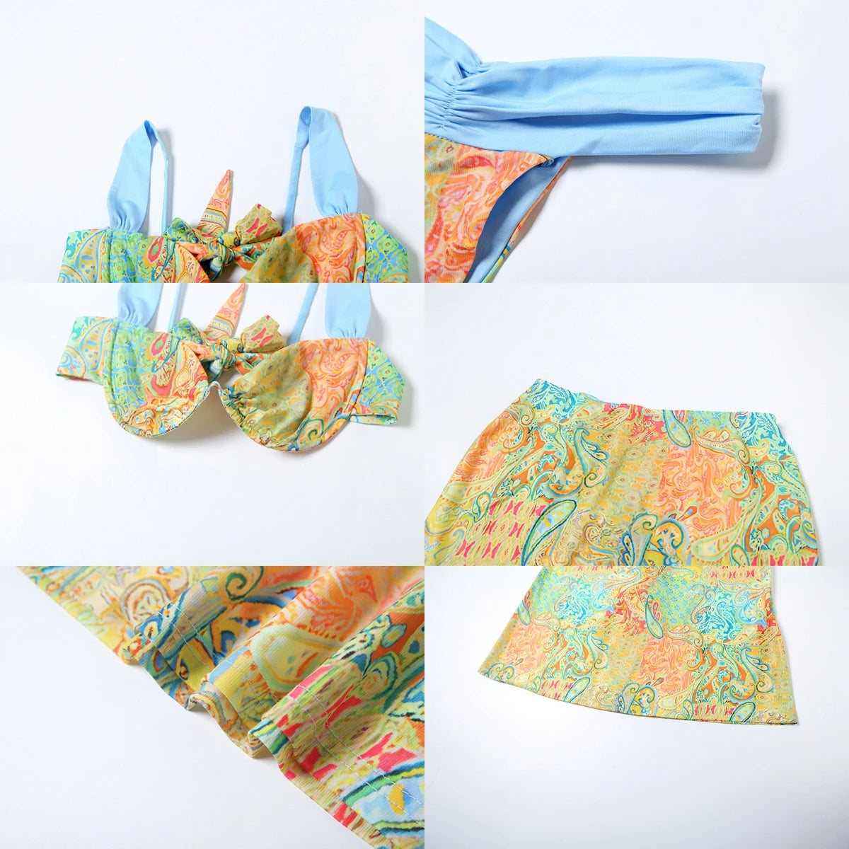 Women's Printed Bra Bikini & Maxi Skirt 3-Piece Set – Sexy Summer Streetwear