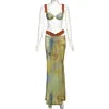 Women's Printed Bra Bikini & Maxi Skirt 3-Piece Set – Sexy Summer Streetwear