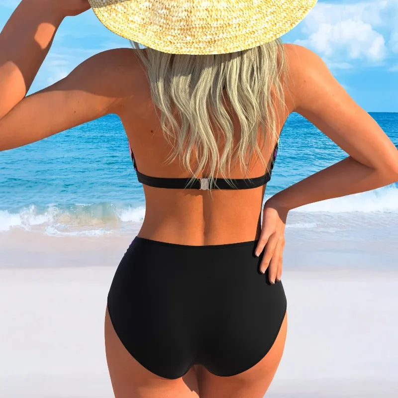 Swimming Suit for Women Swimsuit Bikini Bathing European and American New Fashion Neck-Breast Two-Piece Set for Women