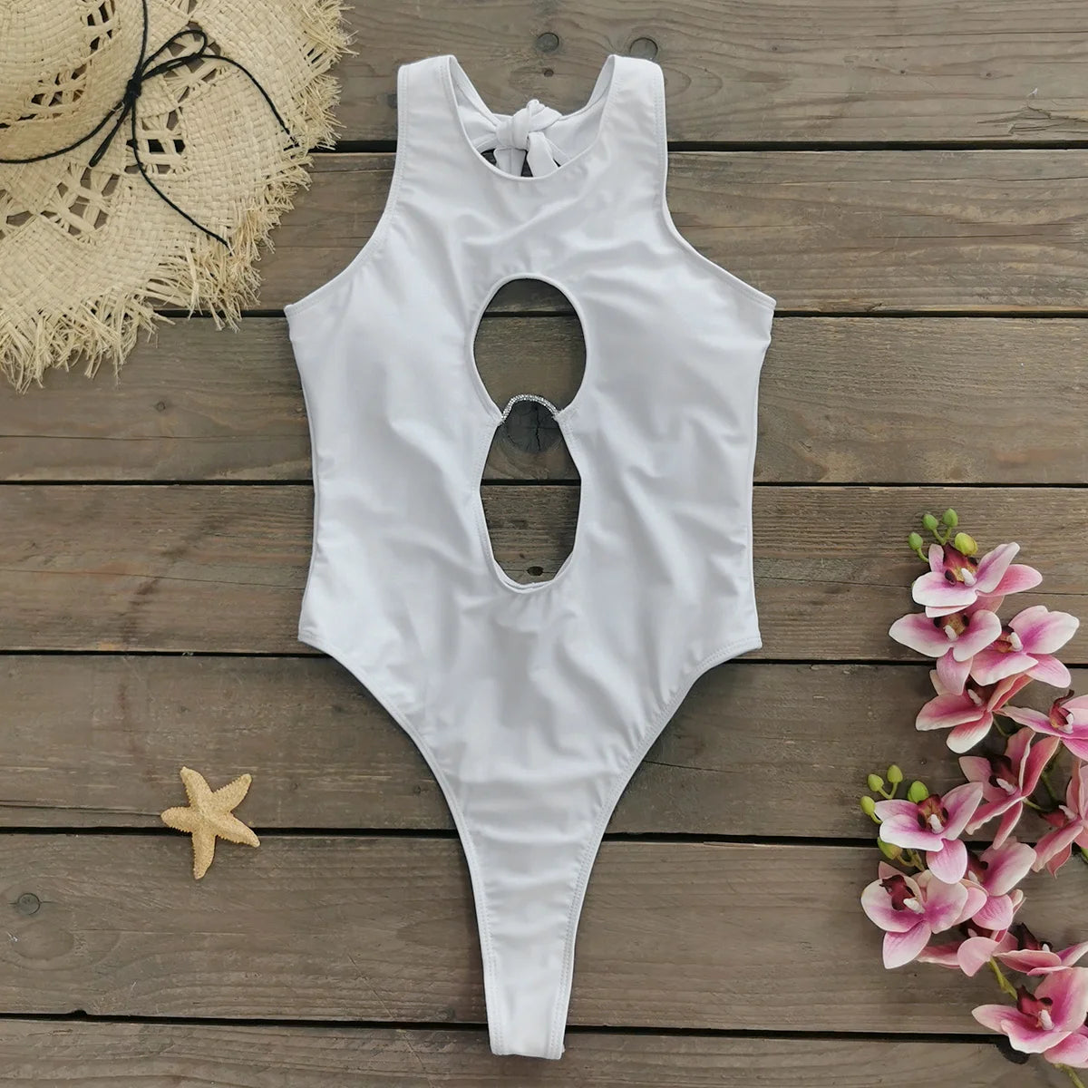 Sexy Cut-Out Damen-Badeanzug 2024 Trend Sportlicher Stil Bademode Ärmellose Badeanzüge Rückenfreie Monokinis Damen Urlaubsstrandbekleidung