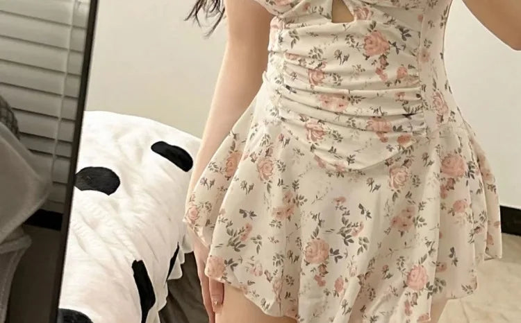 Maillot de bain une pièce pour femme, couleur unie, amincissant, style robe, conservateur, taille ajustée, amincissant, pour les vacances