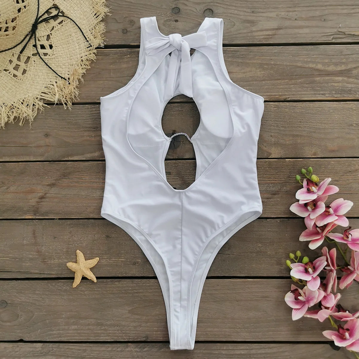 Sexy Cut-Out Damen-Badeanzug 2024 Trend Sportlicher Stil Bademode Ärmellose Badeanzüge Rückenfreie Monokinis Damen Urlaubsstrandbekleidung