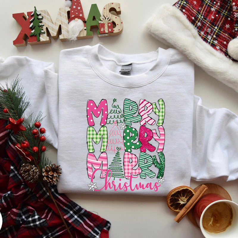 Merry Christmas E Cartoon Sweatshirt Festive Cute Gifts