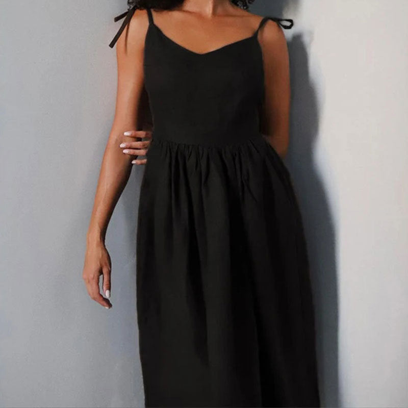 V-Neck Backless Split Maxi Dress – Women's High-Waist Sleeveless Summer Dress
