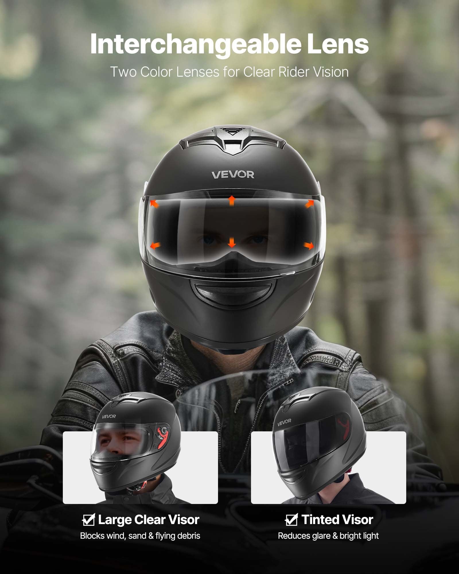 Full Face Motorcycle Helmet – DOT Approved Dual Visor Dirt Bike Helmet for Men & Women