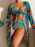 Women's Three-Piece Floral Swimsuit Set – P514-09