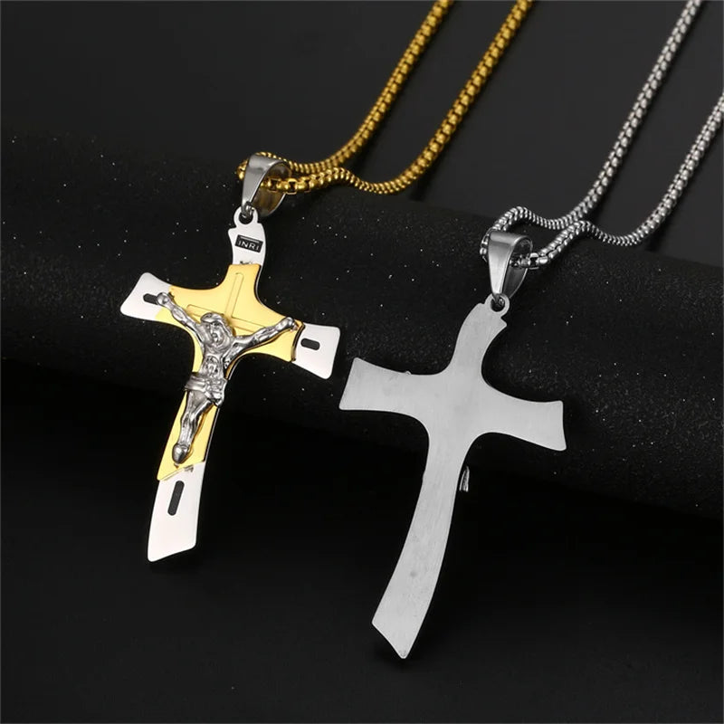Vintage Jesus Kreuz Anhänger Herren Damen Amulett Halskette Katholisch Christlich Religiöser Gebetsschmuck Geschenk
