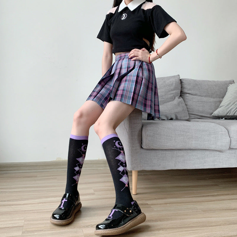 Hip-Hop Street E-Sports Girl JK Uniform Wadenhohe Baumwollsocken