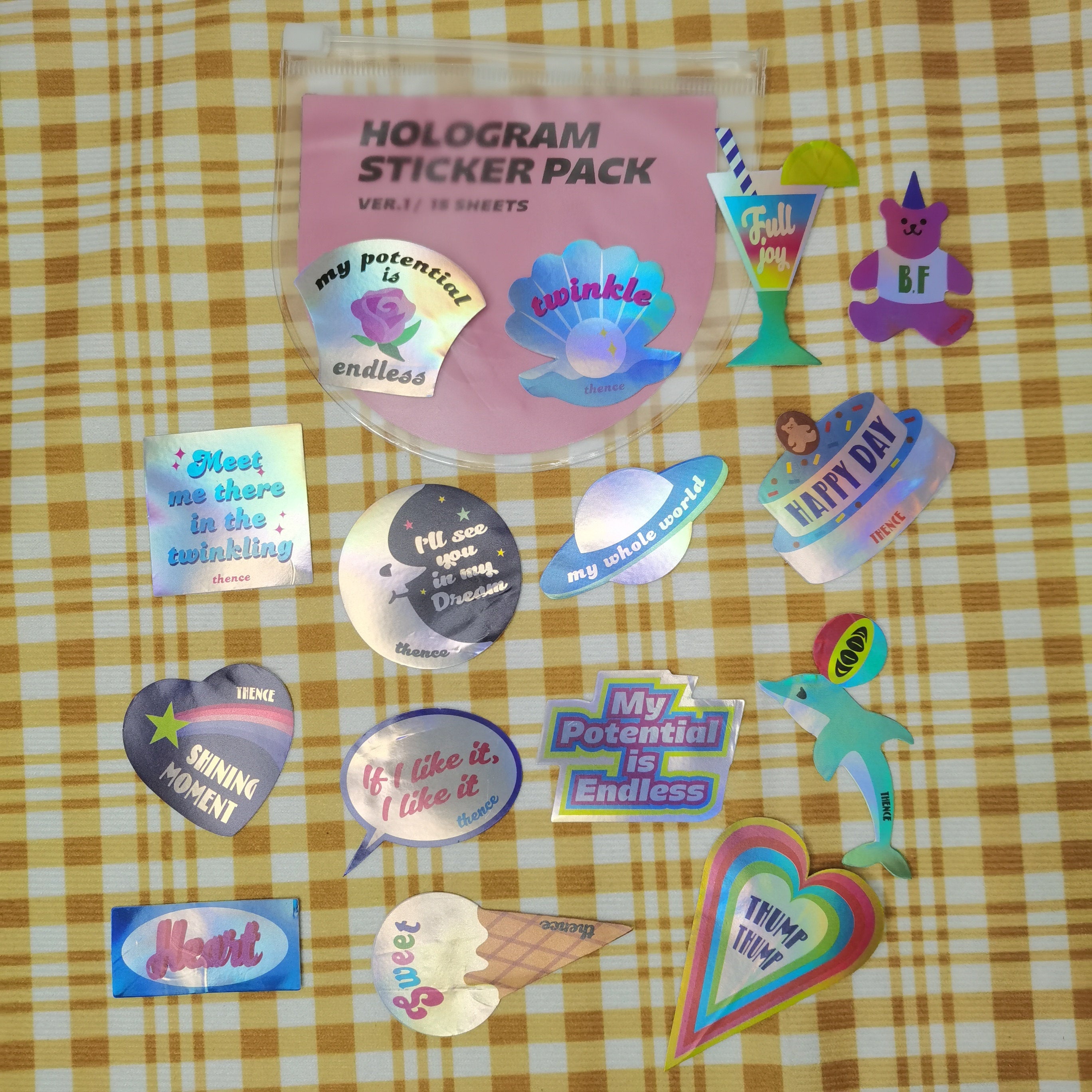 Y2K Retro Laser Vaporwave Waterproof Stickers – 90s Aesthetic Pack