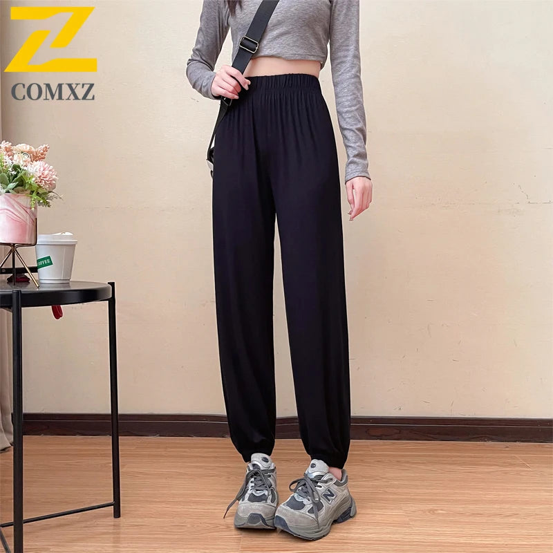 Neue Stretch-Sporthose für Damen – Sommer-Fitness, Training, Tanz, dünne lose Hose, modische Eisseiden-Pumphose, Jogginghose