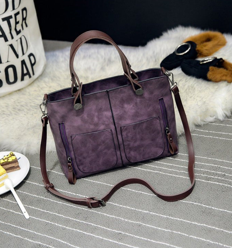 Retro Large Capacity Crossbody Shoulder Bag Women Handbag Black AdriaPulse
