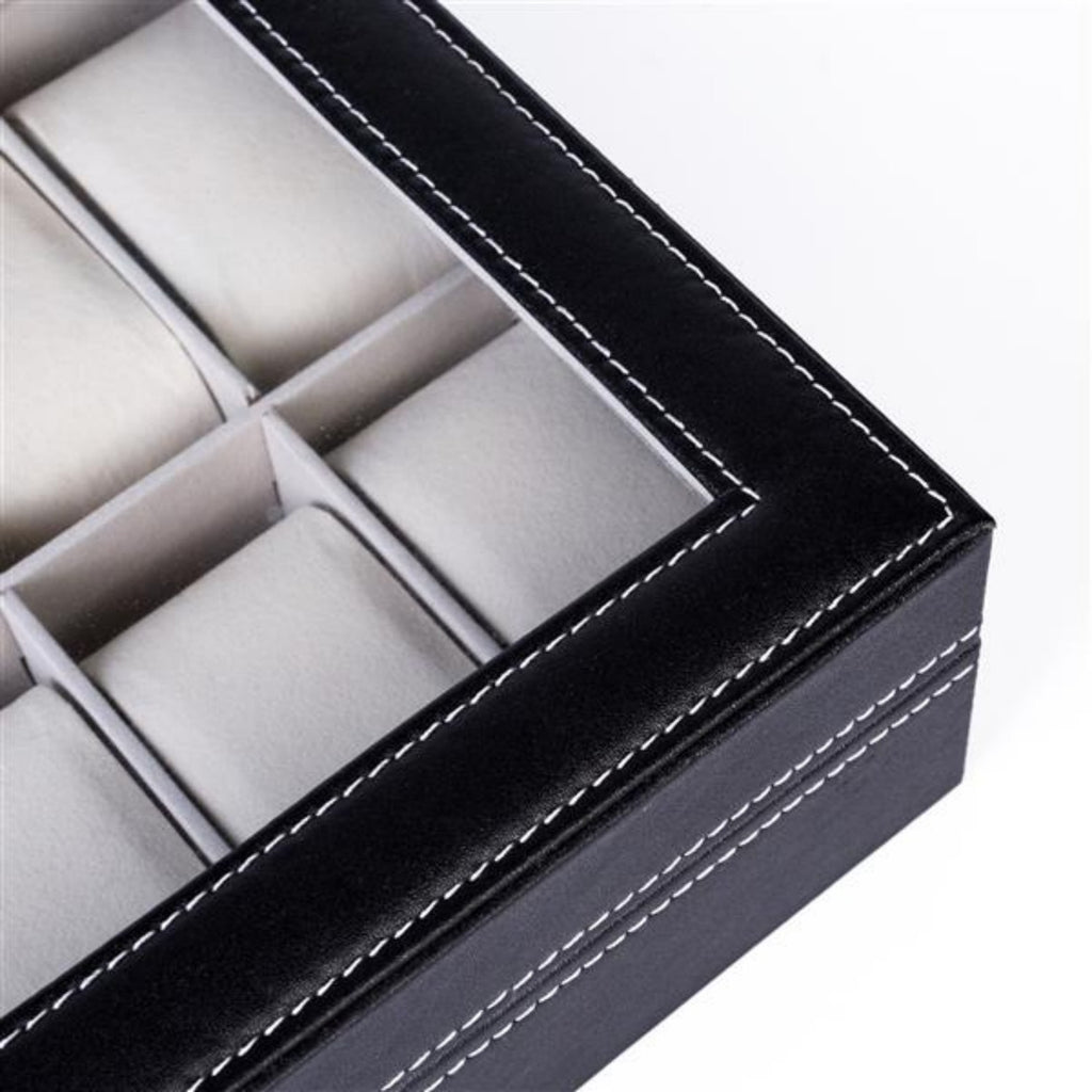 12 Slot Leather Watch Box Display Case Jewelry Organizer For Men  Women