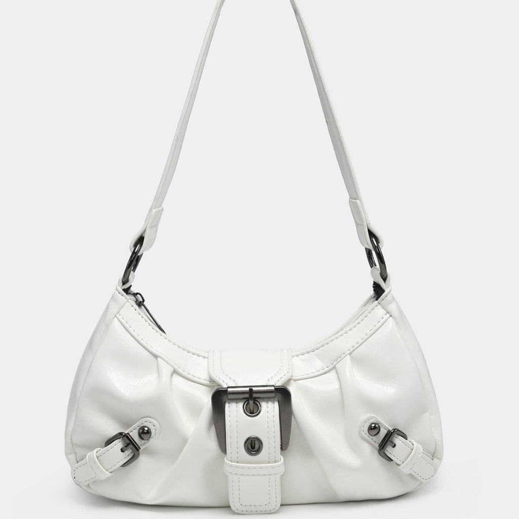 Women's Two-Tone PU Leather Shoulder Bag – Horizontal Square Handbag