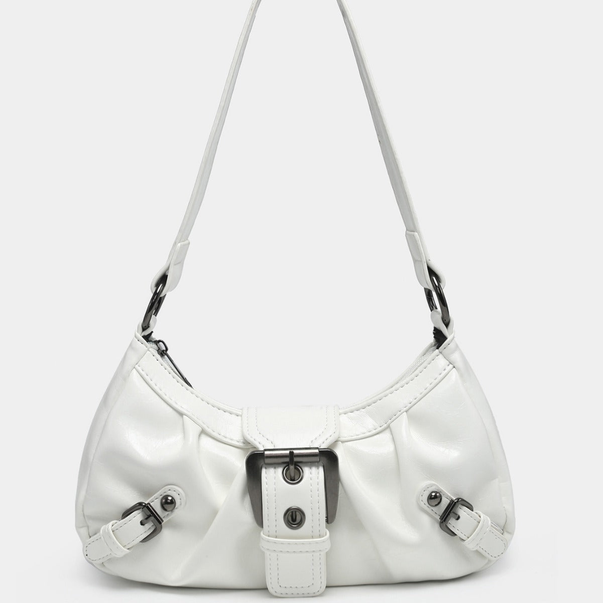 Women's Two-Tone PU Leather Shoulder Bag – Horizontal Square Handbag