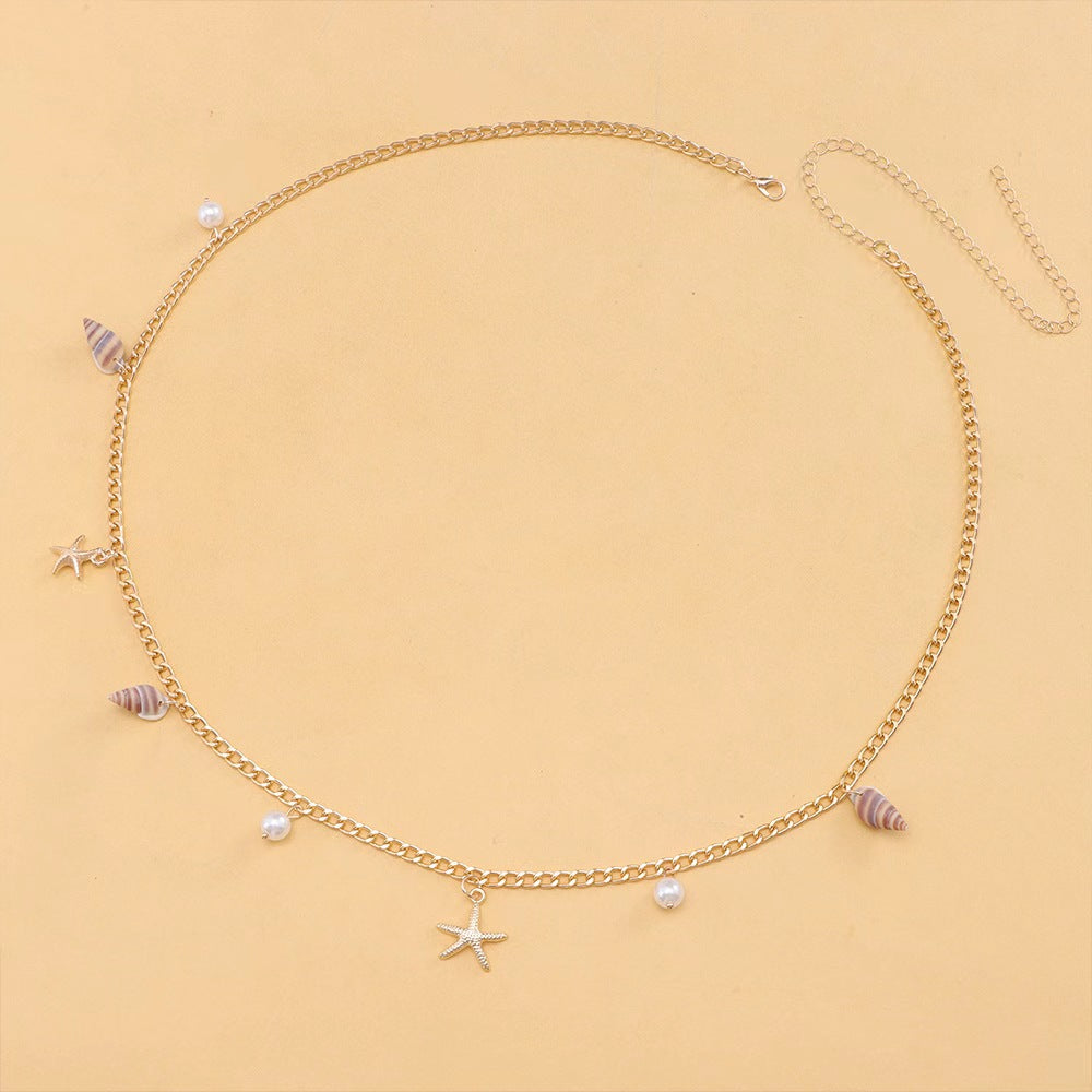 Bohemian Gold Waist Chain – Women's Metal Beach Body Chain Jewelry
