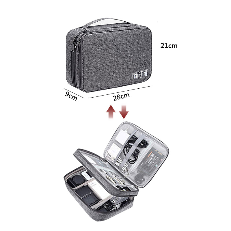 Electronics Organizer Travel Bag – Waterproof Double Layer Cable & Charger Case