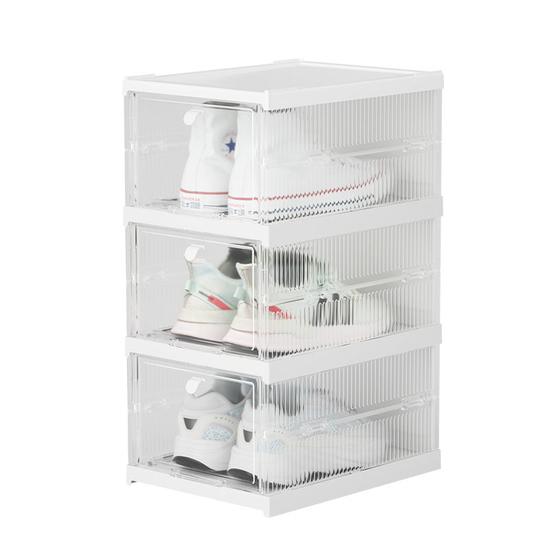 No Installation Flip Plastic Foldable Transparent Shoe Box