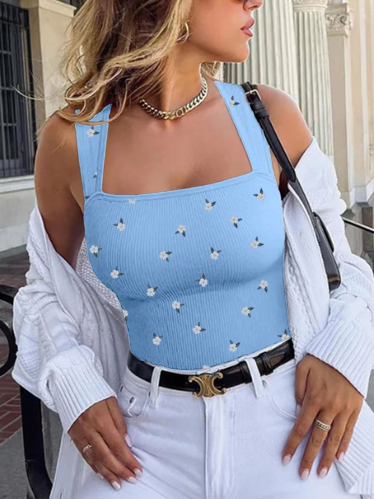 Lot de 3 nouvelles combinaisons d'été pour femmes, imprimé cerises bleu bébé, style vintage chic