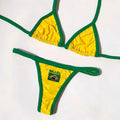 Women's Brasil Flag Embroidery Bikini Set – Patchwork Contrast Swimwear