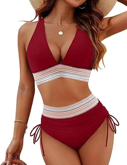 Women's High Waist Bikini Set Solid Color 2-Piece Swimwear –| AdriaPulse