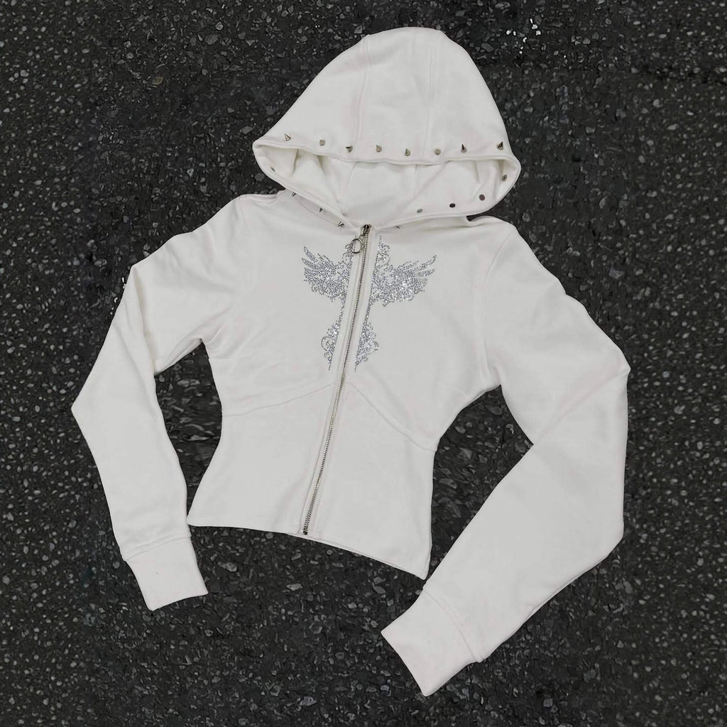 Y2K High-Street Trendy Rivet Straight Hoodie In Harajuku Style