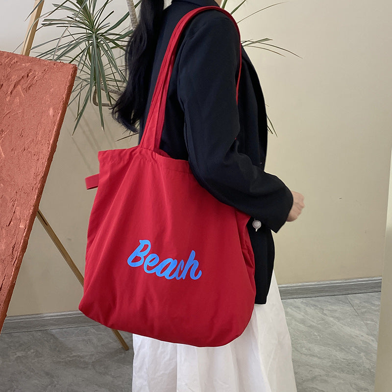 Women's Large Capacity Canvas Beach Shoulder Bag – Lightweight Polyester Tote