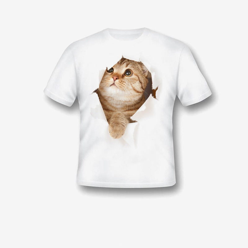 Kids Cat Print T-Shirt | Cute Cartoon Graphic Tee – Boys & Girls