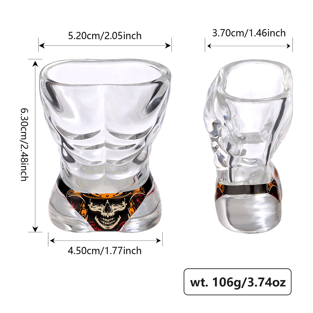 2 Pieces, Black Muscle Men's And Red Bikini Skull Style Glass Small Wine Glasses Bar Tools Christmas Gift, Halloween Gift, Birthday Gift, Company Party Gift, Universal Gift