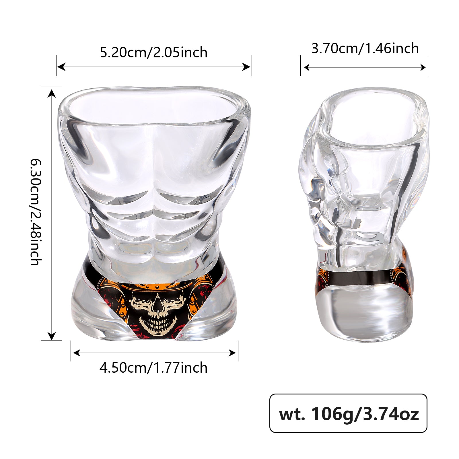 2 Pieces, Black Muscle Men's And Red Bikini Skull Style Glass Small Wine Glasses Bar Tools Christmas Gift, Halloween Gift, Birthday Gift, Company Party Gift, Universal Gift