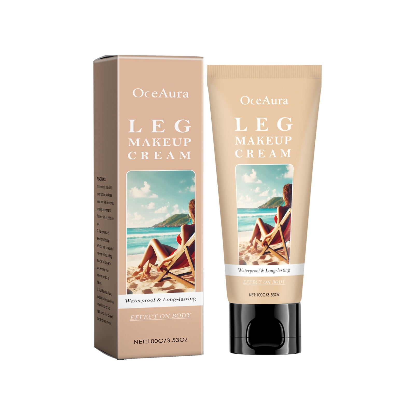 Wasserfeste Bein- und Körper-Make-up-Foundation – Tattoo- und Venen-Concealer mit Hyaluronsäure | 100 ml | 3 Farbtöne