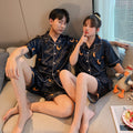 Couples Printed Short Sleeve Pajama Set – Lightweight Rayon Loungewear for Women & Men – AdriaPulse"