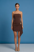 Women's Strapless Mini Bodycon Dress Brown Party Dress – AdriaPulse