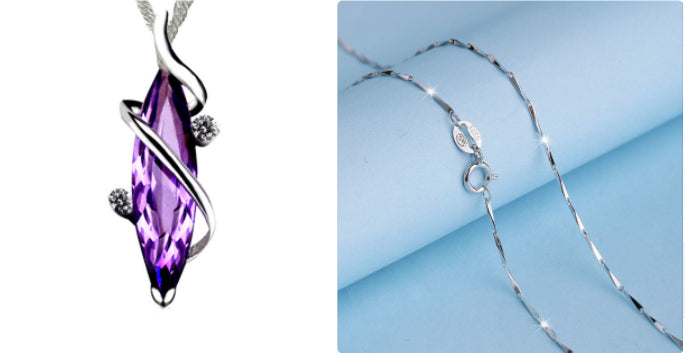 Purple Amethyst Pendant Necklace | Copper Crystal Charm – Women's Boho Jewelry