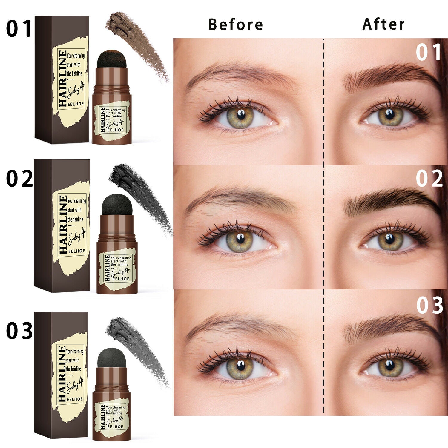 Eyebrow Stamp Stencil Kit – Airbrush Brow Definer with 24 Stencils