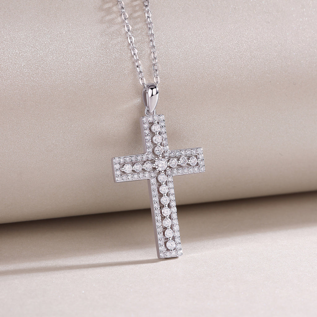 1Shelter Luxury Fashion Diamond Pendant Necklace Set With Mosan Diamond Silver Ornaments Prohibit TikTok sales